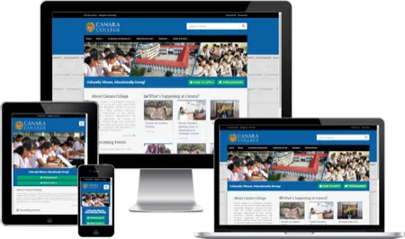 Canara College website on desktop, tablet and phone